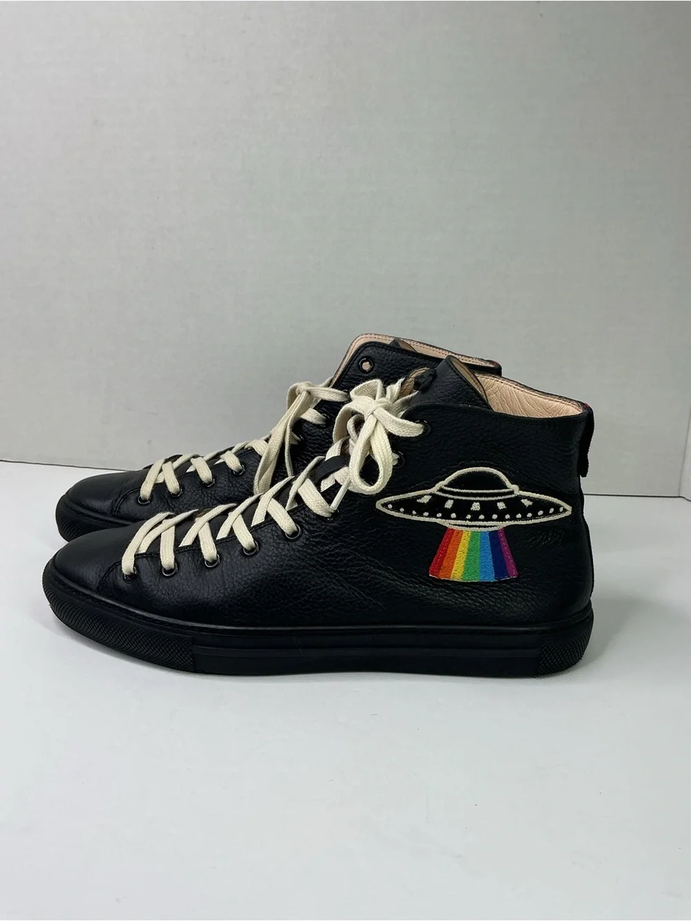 Gucci black leather high-top sneakers